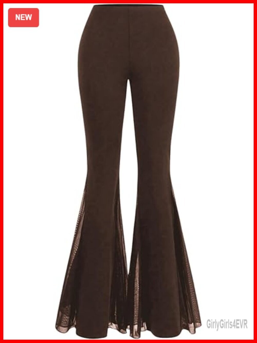 Mesh Flare Bell Bottom Leggings High Waisted Stretchy Pants